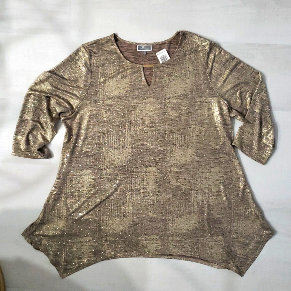JM Collection Woman Gold Dot Knot Top